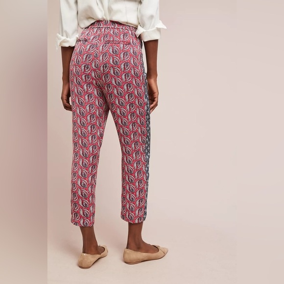 Anthropologie Red and Blue Patterned Cropped Pants - Picture 5 of 12